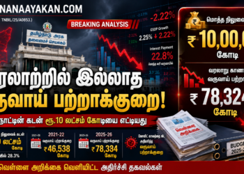 வரலாறு காணாத வருவாய் பற்றாக்குறை: ரூ.10 லட்சம் கோடி கடன் சுமையில் தமிழ்நாடு – வெள்ளை அறிக்கை வெளிப்படுத்தும் அதிர்ச்சி உண்மைகள்